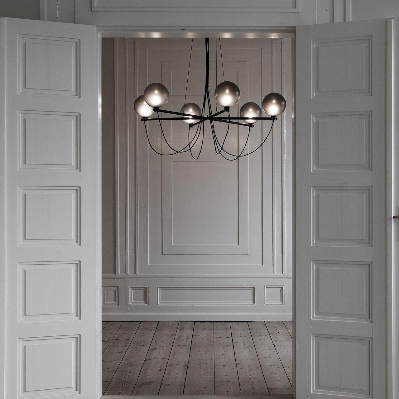 Valentina Nordic Modern Glass Ball Chandelier, Smoke Gray/Blue - Neutralighting