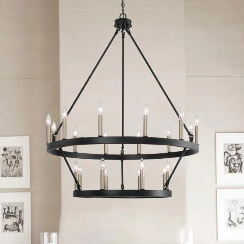 Silva Modern Industrial LED Chandelier Black Metal Living Room - Neutralighting
