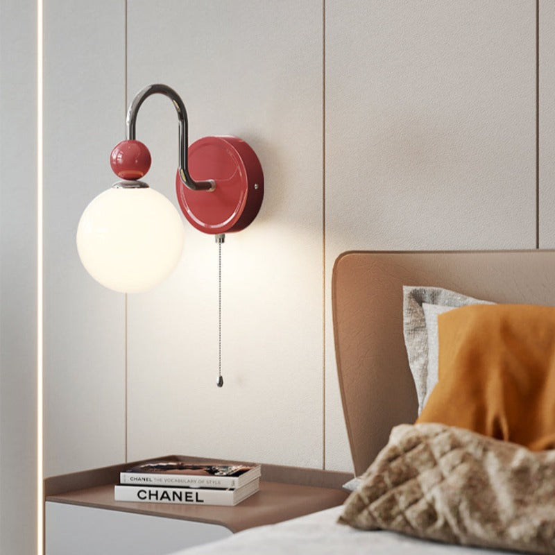 Valentina Modern LED Indoor Wall Lamp Red/Coffee Metal/Glass Bedroom