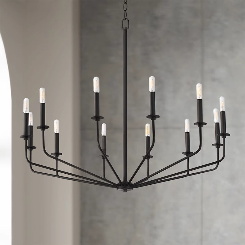 Silva Modern Industrial LED Chandelier Black Metal Living Room - Neutralighting
