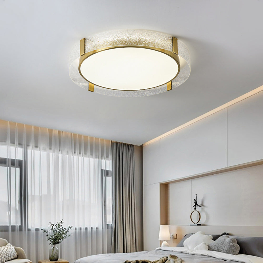 Arisha Modern Round Metal/Glass Flush Mount Ceiling Light, Gold - Neutralighting