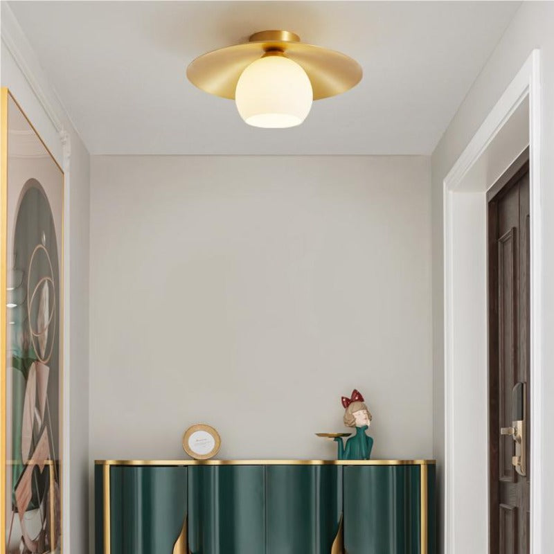 Arisha Nordic Retro LED Flush Mount Ceiling Light Metal Glass Corridor - Neutralighting
