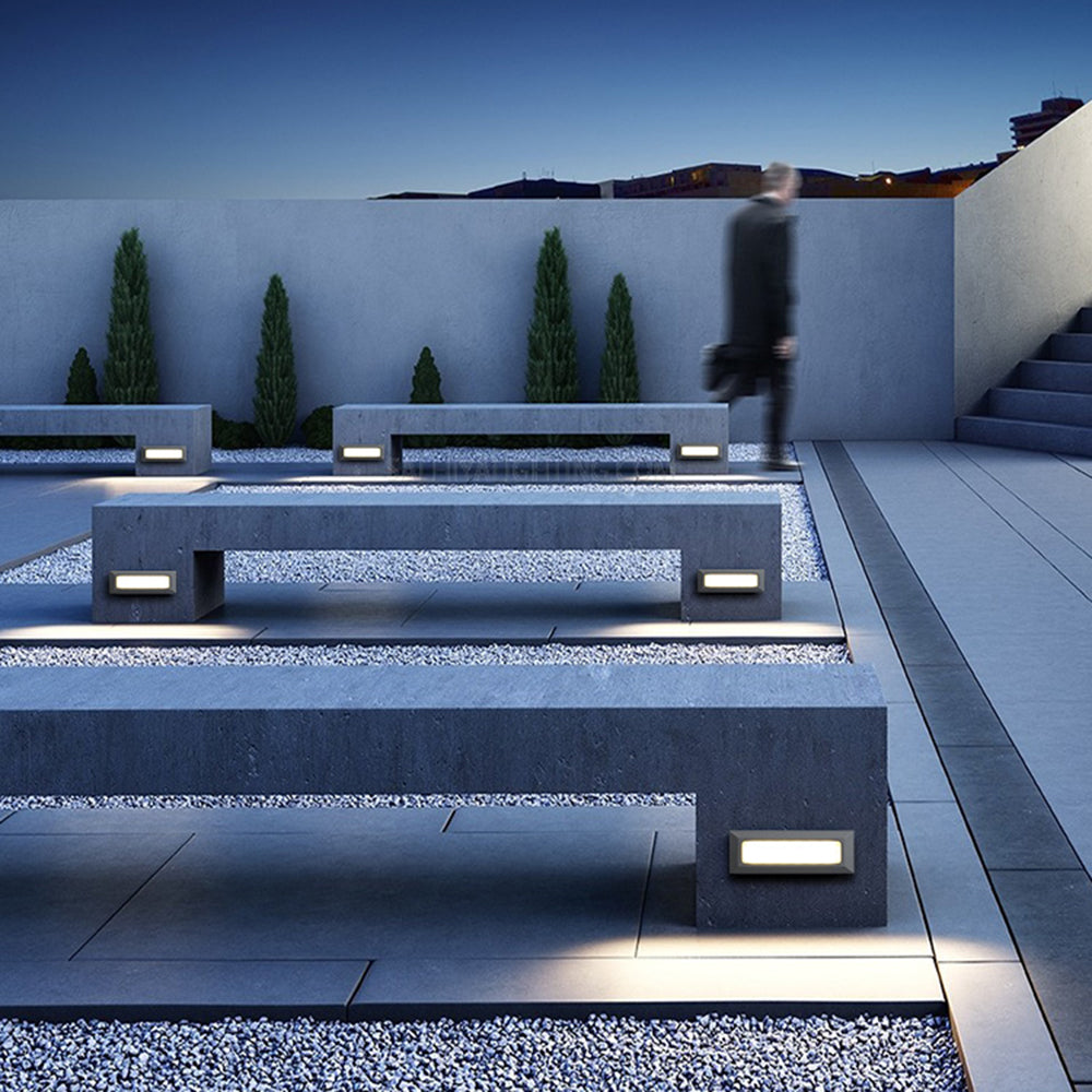 Ray Modern Metal Rectangular Outdoor Deck/Step Light, Black - Neutralighting