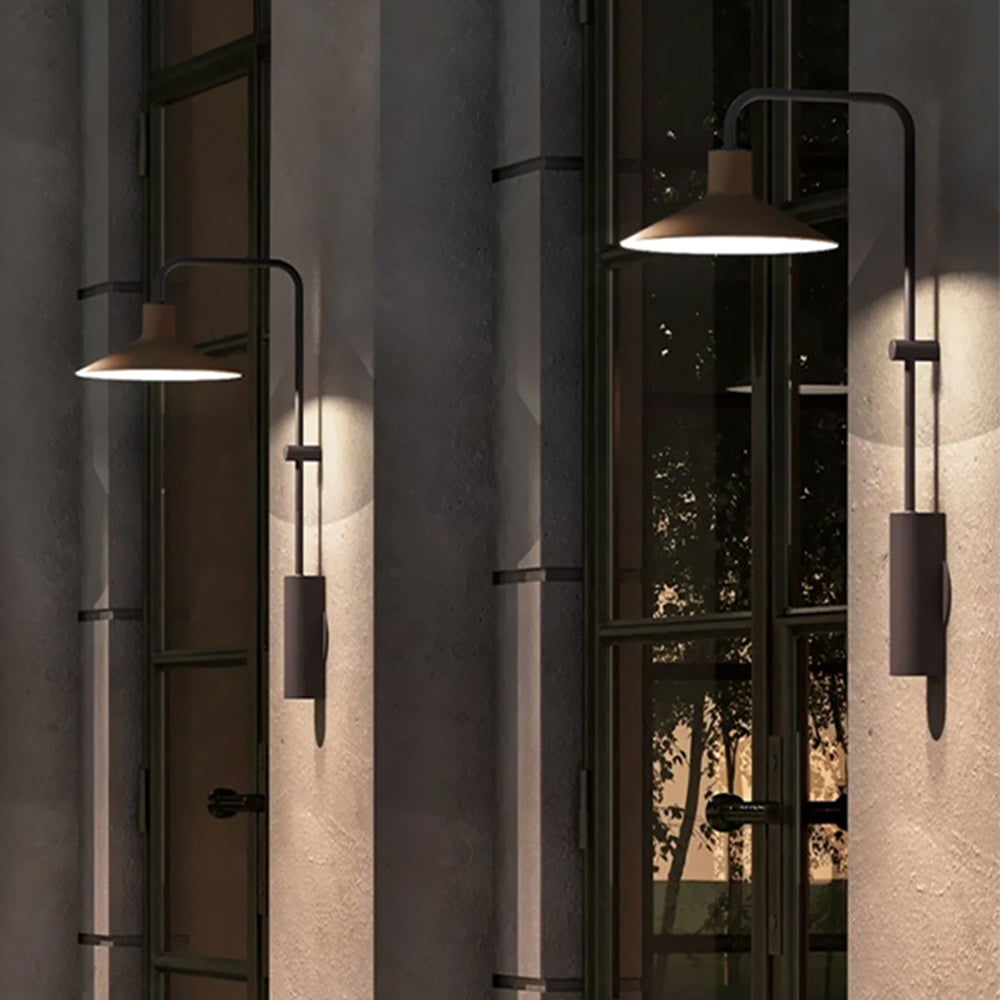 Ray Modern Minimalist Wide Cone Shape Metal Outdoor Waterproof Wall Lamp, Coffee/Green - Neutralighting