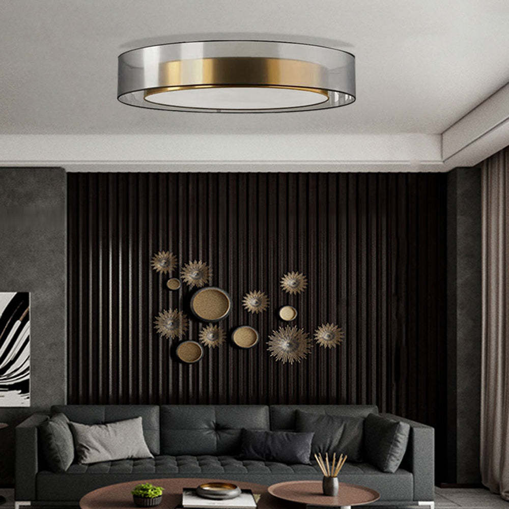 Arisha Nordic Modern Round LED Flush Mount Ceiling Light, Gold Copper - Neutralighting
