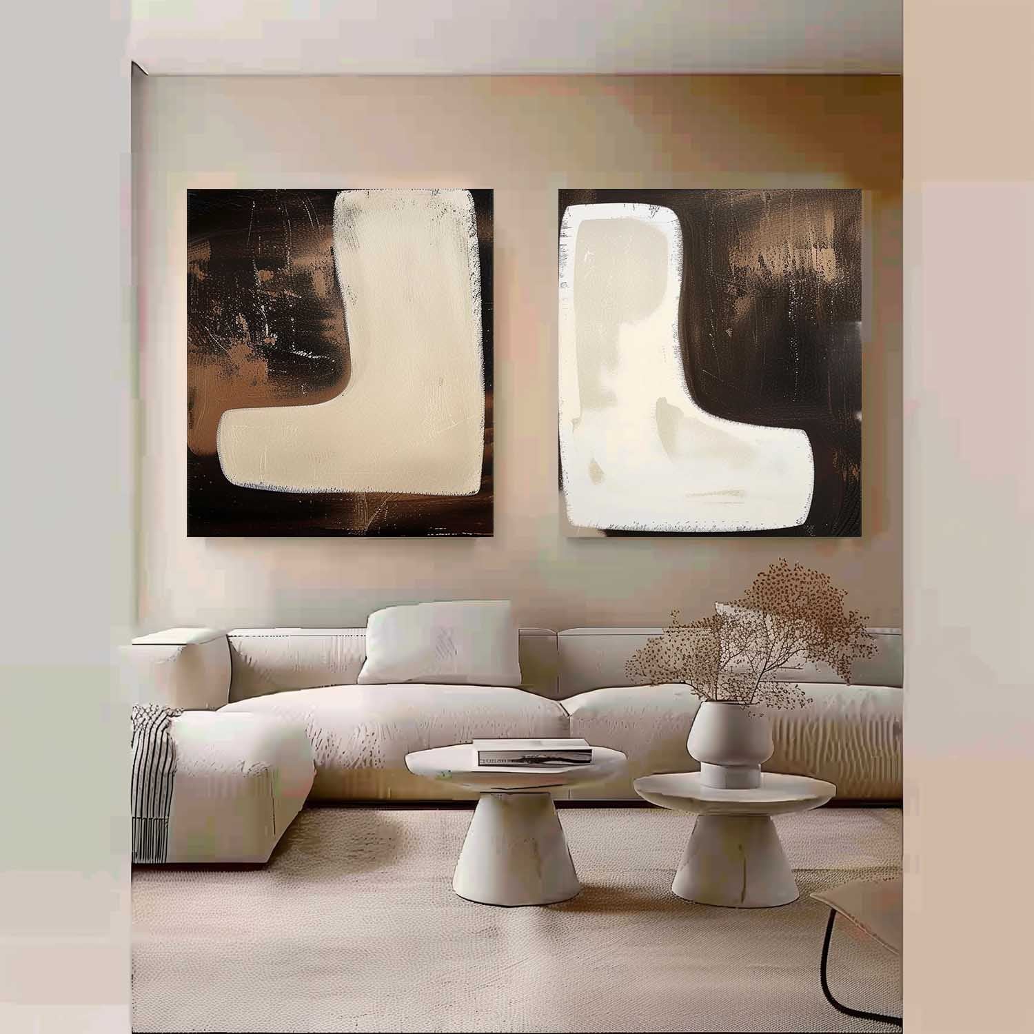 Modern Minimalist Wall Art 2 Piece Set MMWA004 - Neutralighting