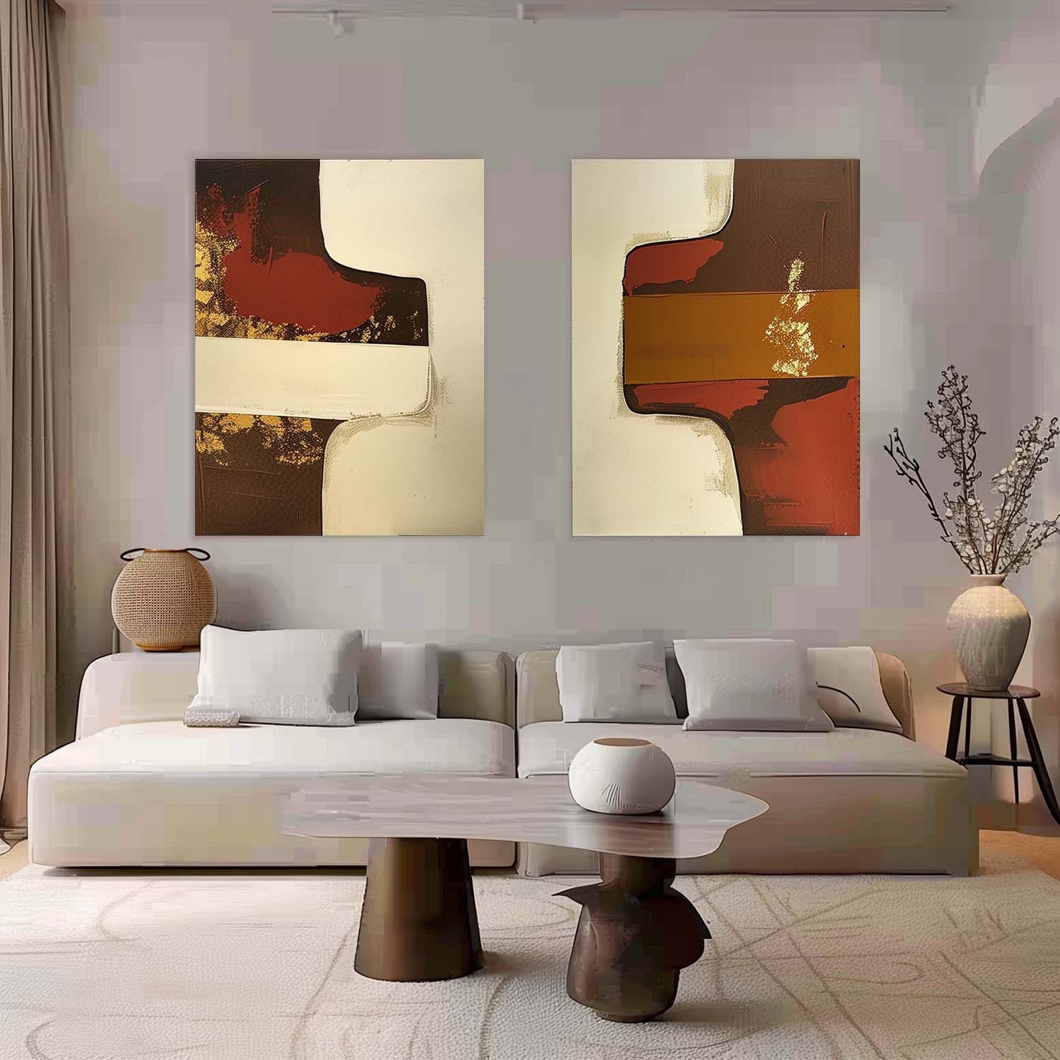 Modern Minimalist Wall Art 2 Piece Set MMWA005 - Neutralighting