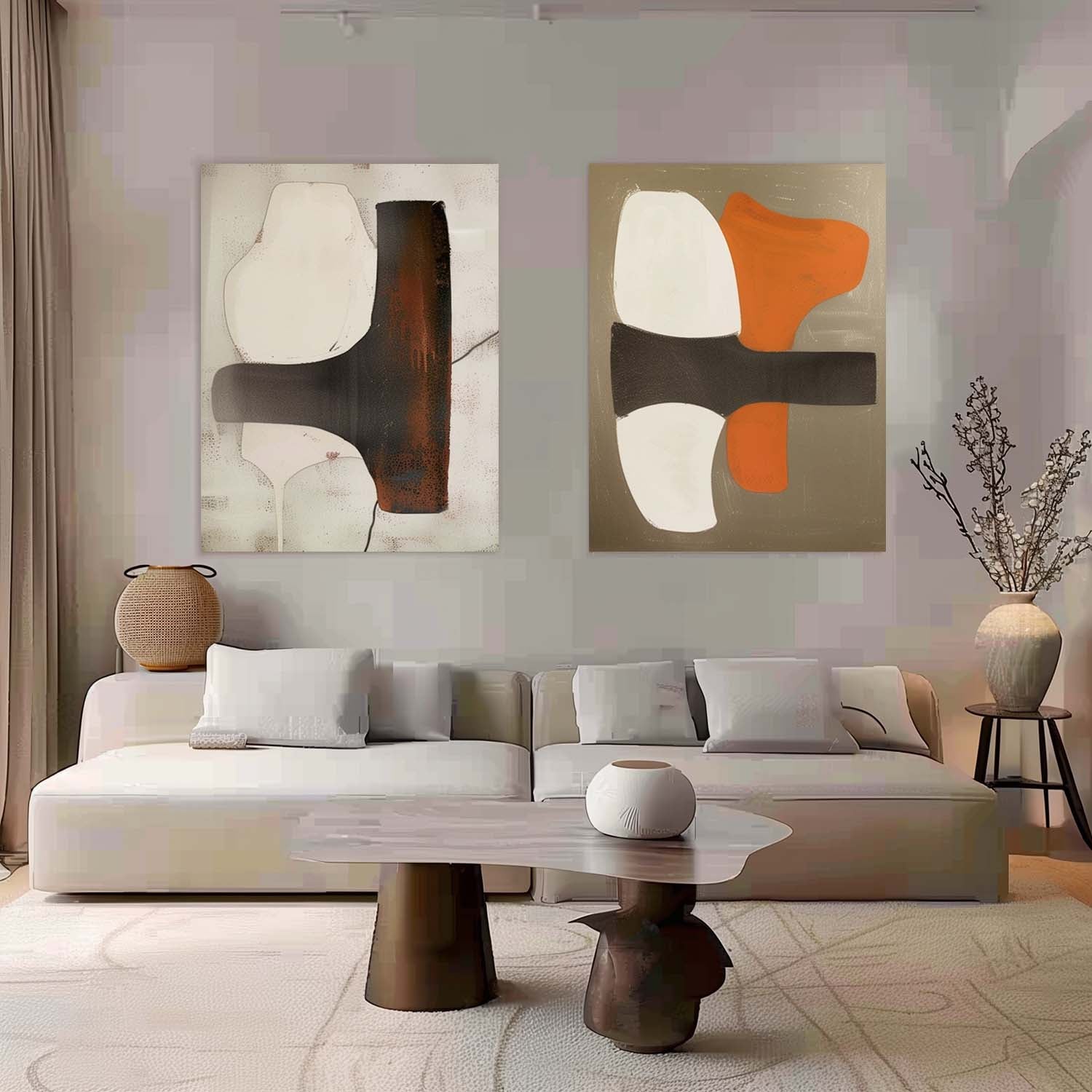 Modern Minimalist Wall Art 2 Piece Set MMWA003 - Neutralighting