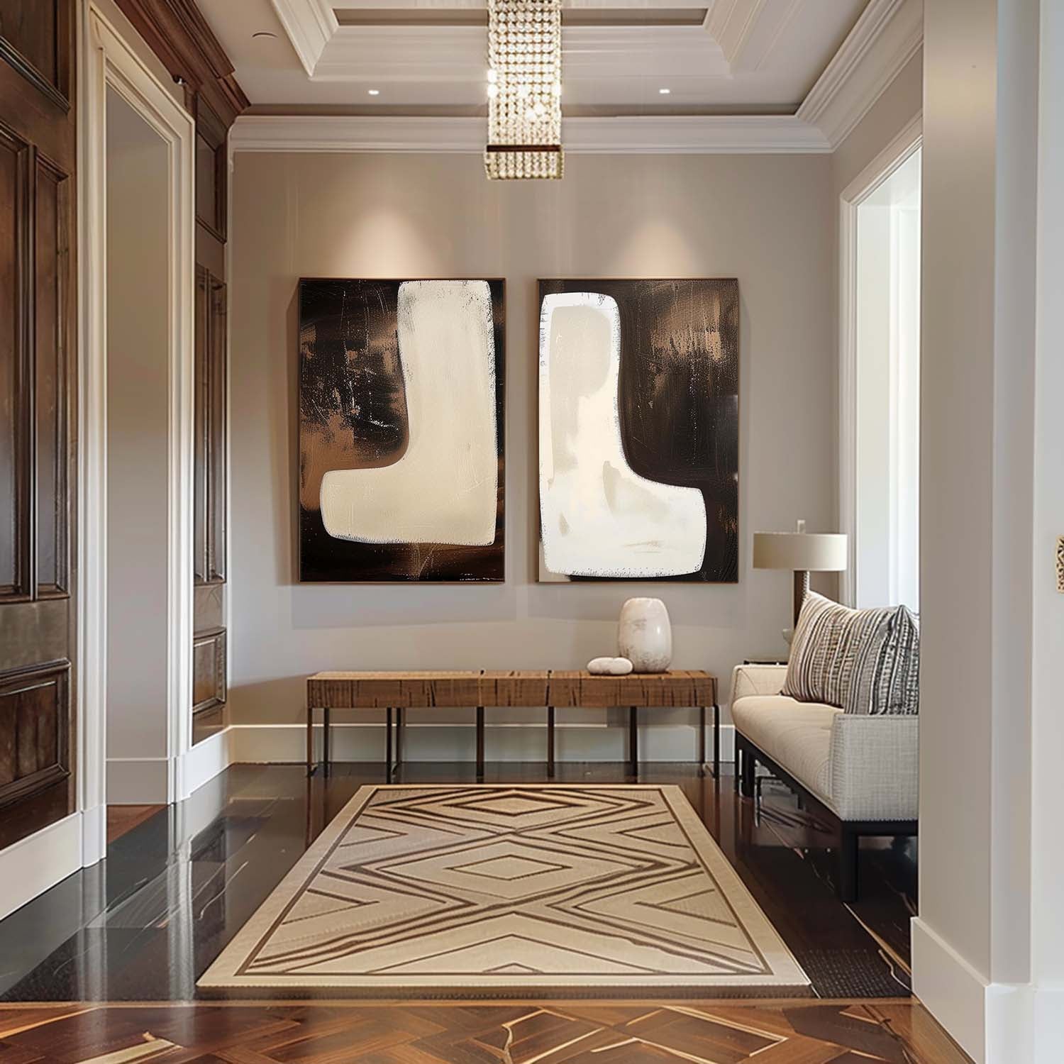 Modern Minimalist Wall Art 2 Piece Set MMWA004 - Neutralighting