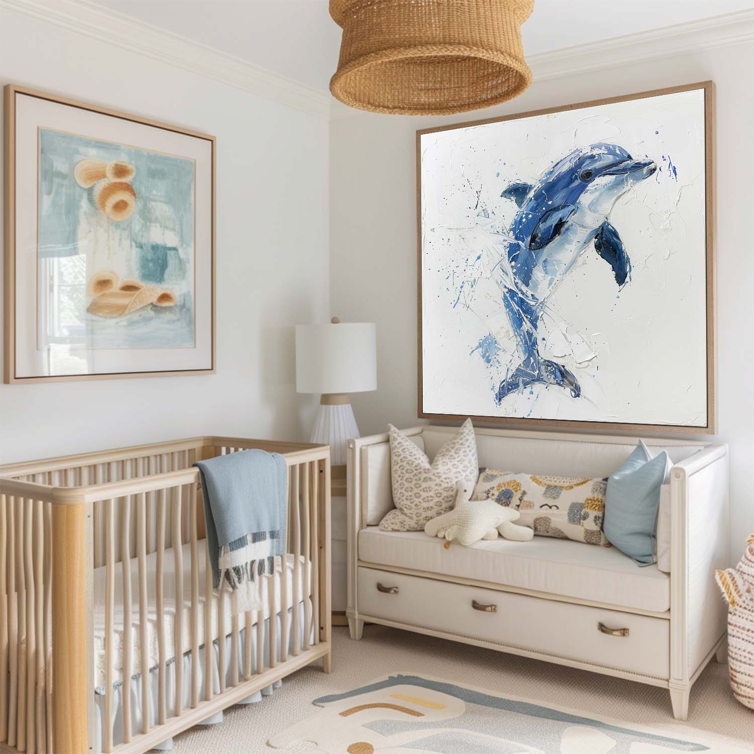 Blue Dolphin Splash Figurative Art