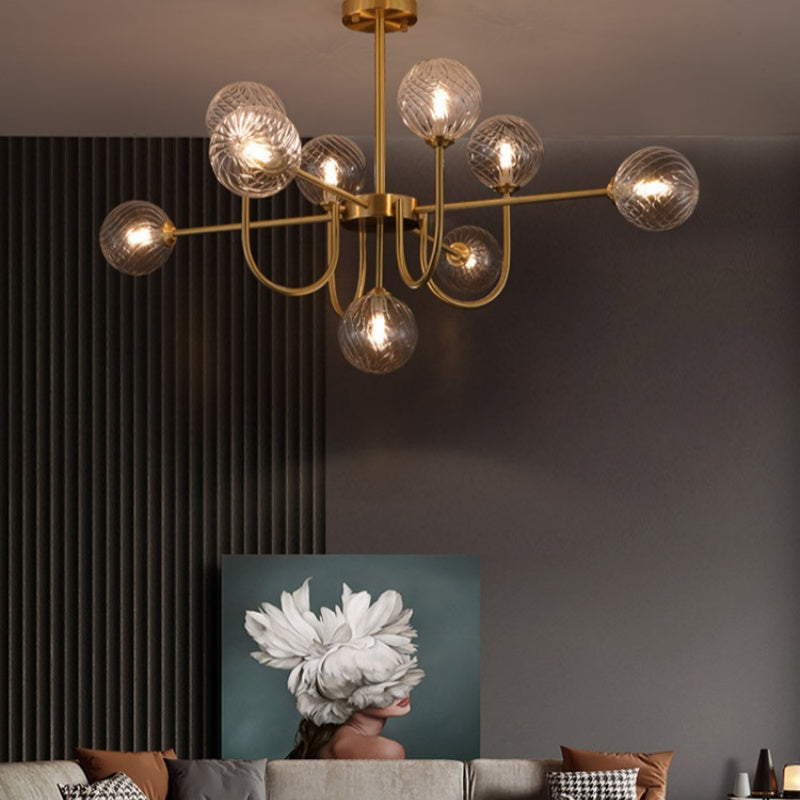 Valentina Modern LED Chandelier Gold Glass Living/Dining Room/Bedroom - Neutralighting