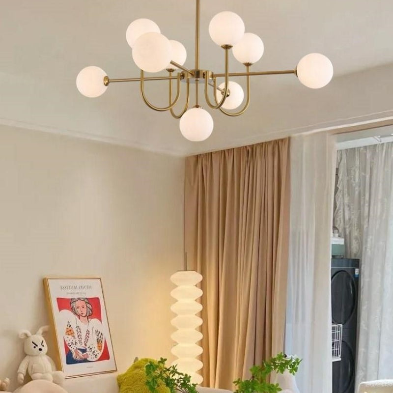 Valentina Modern LED Chandelier Gold Glass Living/Dining Room/Bedroom - Neutralighting