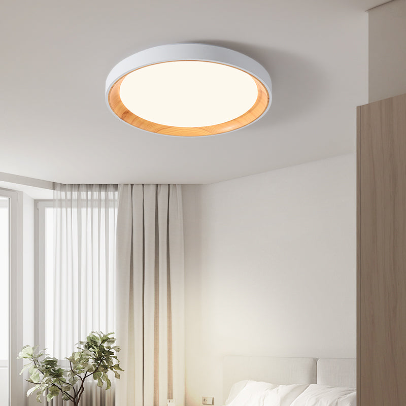 Arisha Modern LED Flush Mount Ceiling Light White Wood Kitchen - Neutralighting