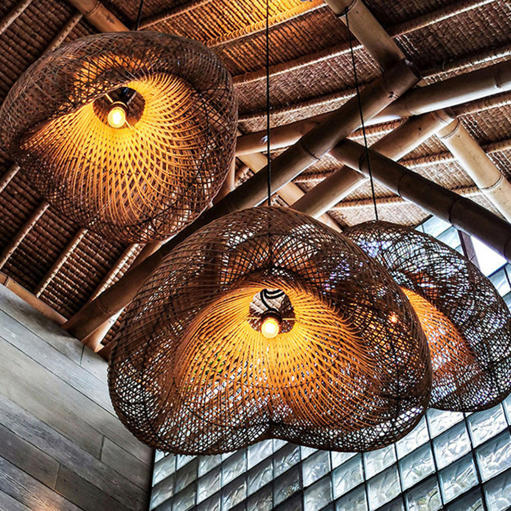 Juno Rustic Rattan Pendant Light Living Room - Neutralighting