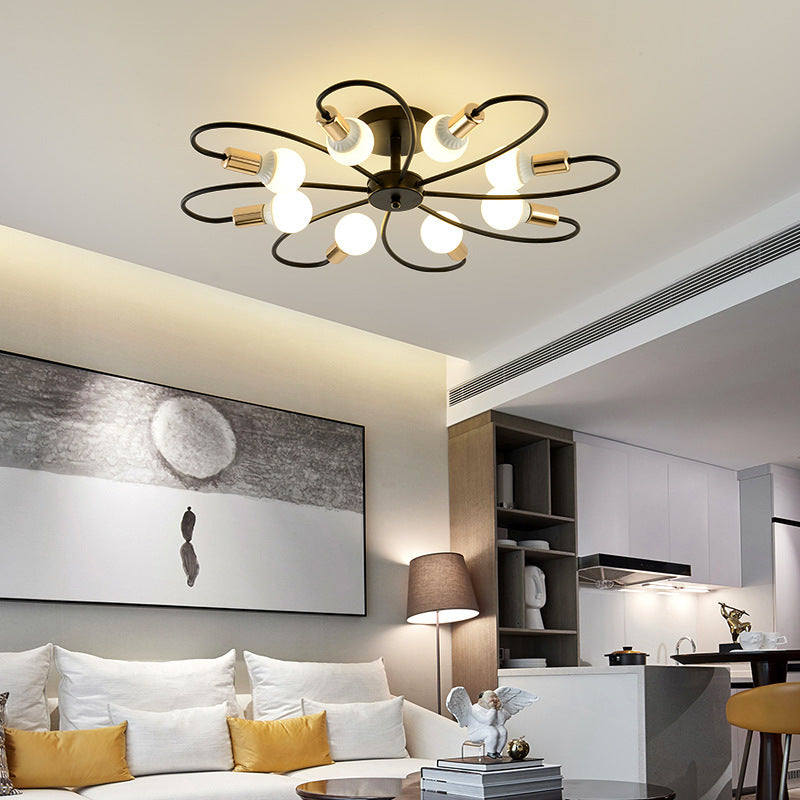 Valentina Modern Metal Flush Mount Ceiling Light, Black/Gold - Neutralighting