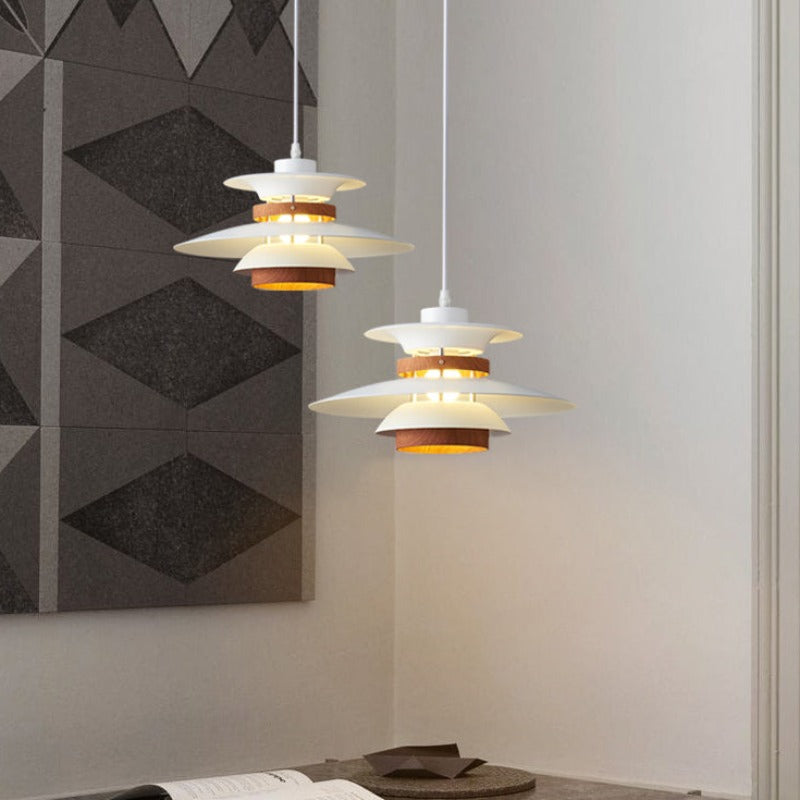 Valentina Modern Pendant Light Black/White/Wood Metal Dining Room - Neutralighting