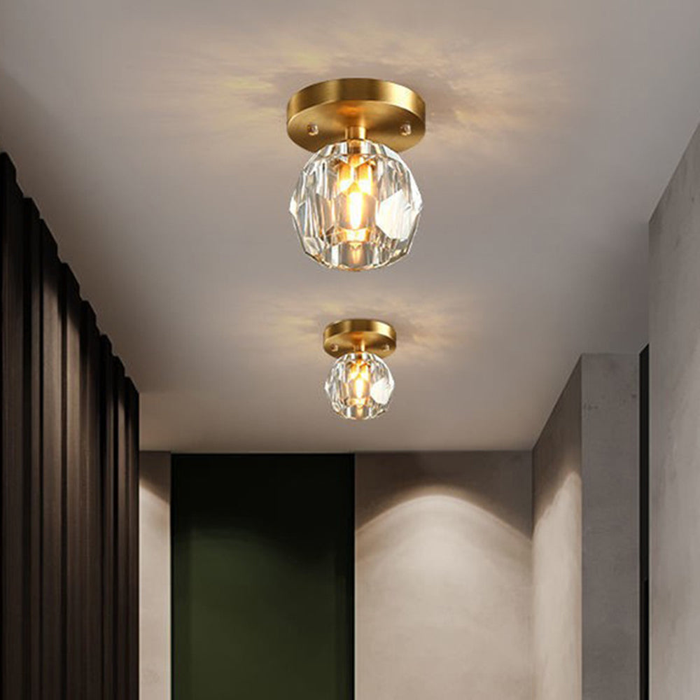 Kristy Luxury Diamond Metal/Acrylic Flush Mount Ceiling Light, Gold - Neutralighting