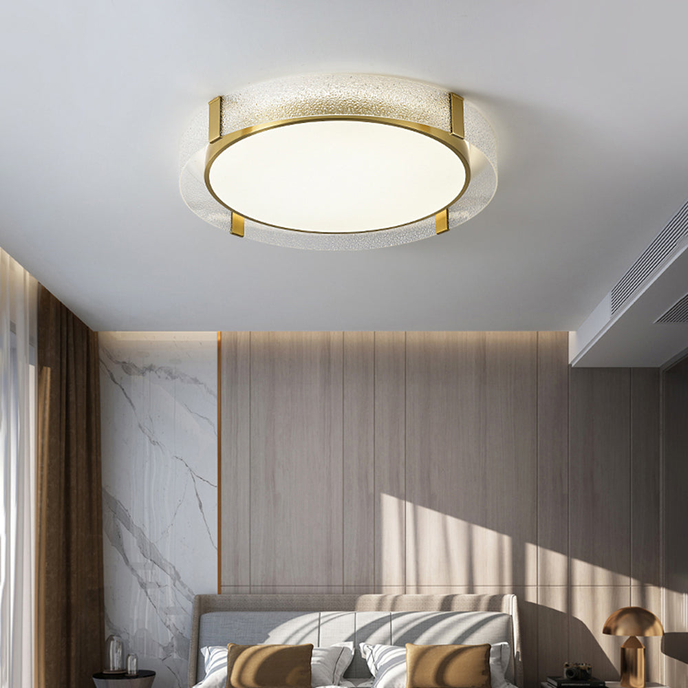 Arisha Modern Round Metal/Glass Flush Mount Ceiling Light, Gold - Neutralighting