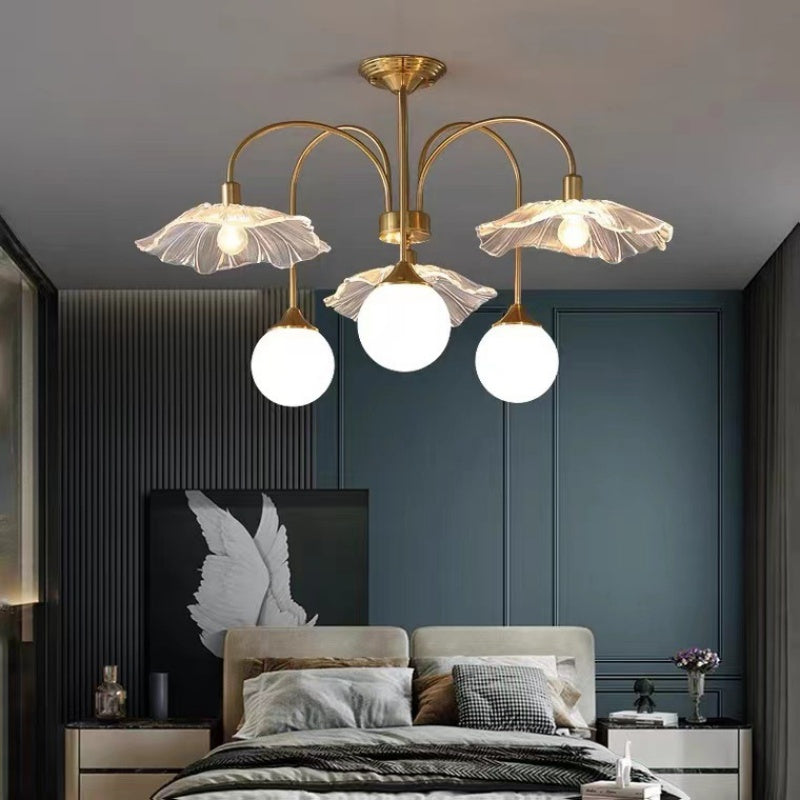 Valentina Nordic LED Chandelier Gold Glass Living/Dining Room/Bedroom - Neutralighting