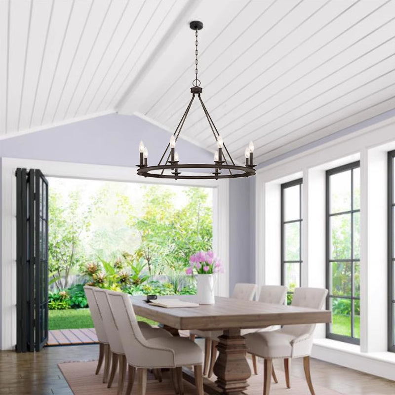 Silva Modern Candles Chandelier Black Metal Living Room/Bedroom - Neutralighting