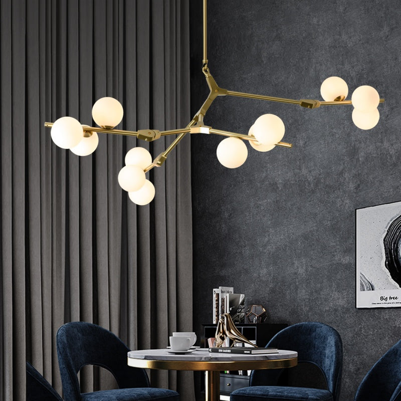 Valentina Modern LED chandelier Gold/Black Glass Living Room/Bedroom - Neutralighting