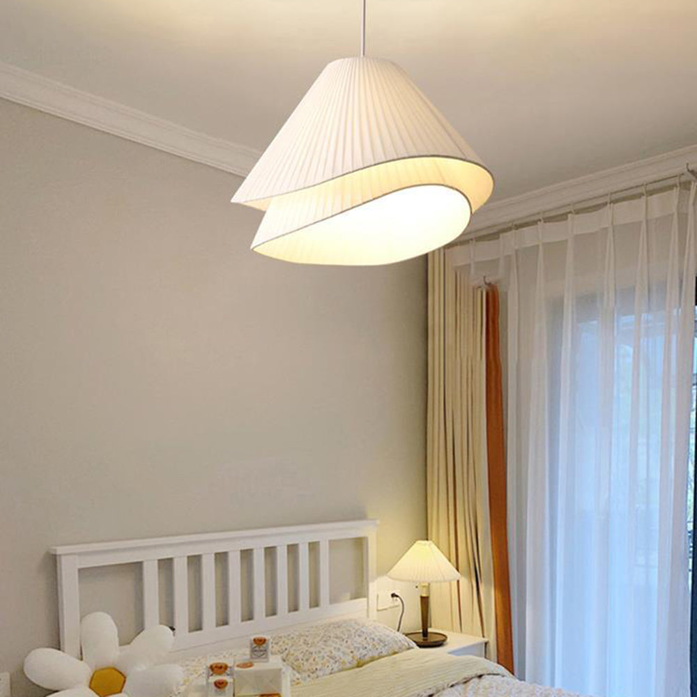 Ritta Minimalist Double Overlap Fabric LED Pendant Light, White - Neutralighting