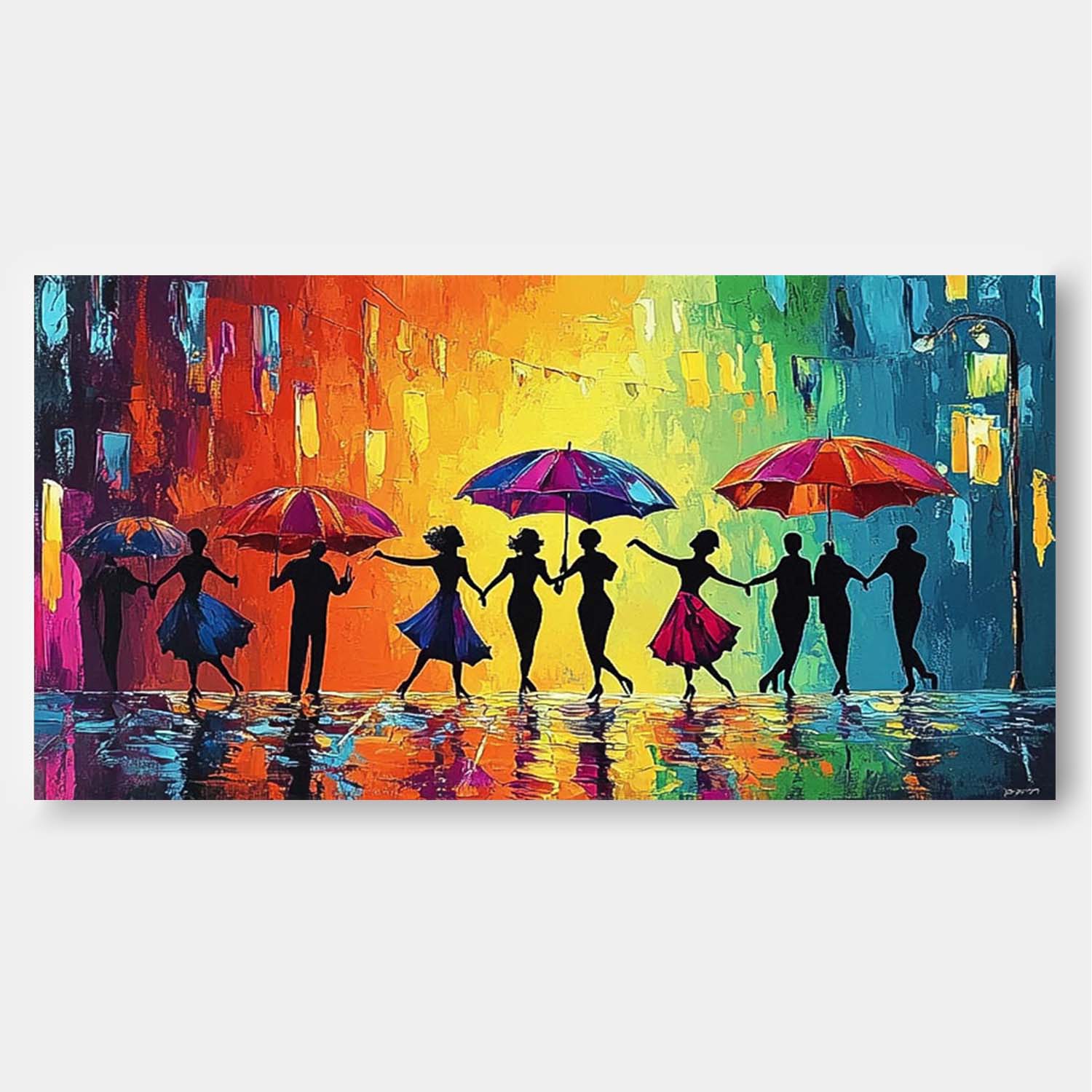 Wall Art People Joyful Energetic Rainy