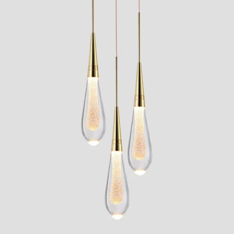 Kristy Pendant Light Crystal & Glass Droplet, Gold - Neutralighting