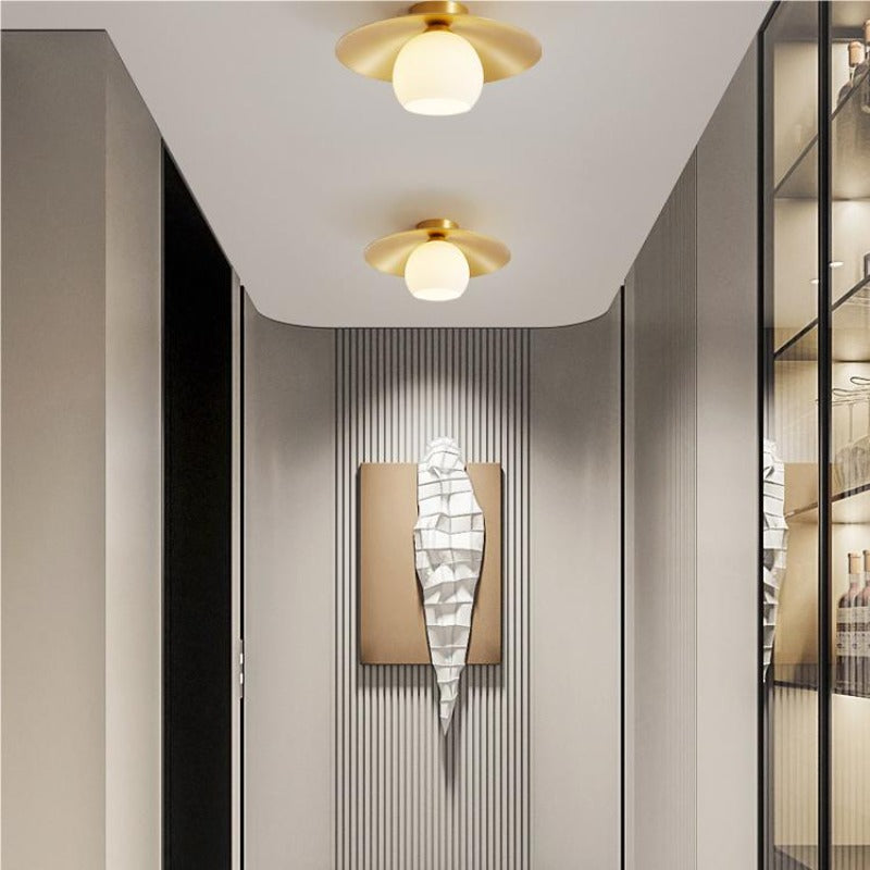 Arisha Nordic Retro LED Flush Mount Ceiling Light Metal Glass Corridor - Neutralighting