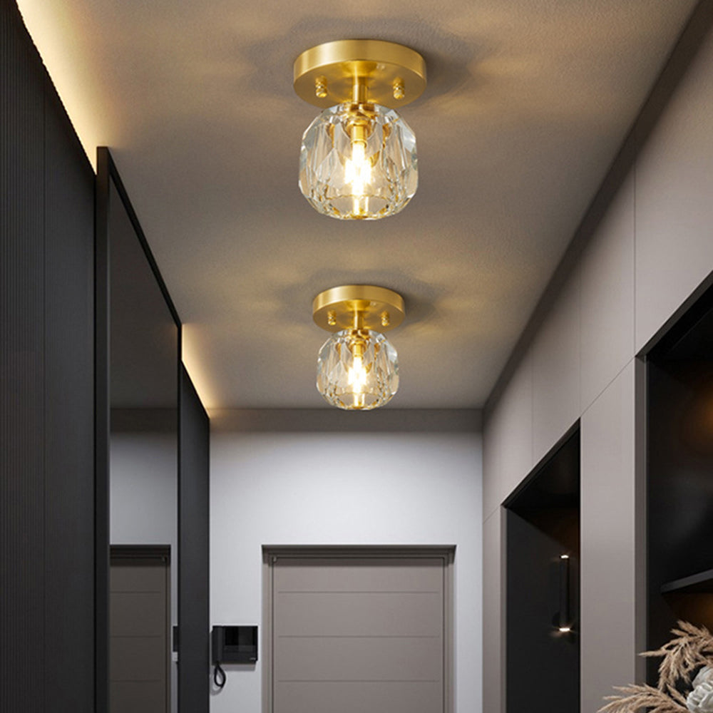 Kristy Luxury Diamond Metal/Acrylic Flush Mount Ceiling Light, Gold - Neutralighting