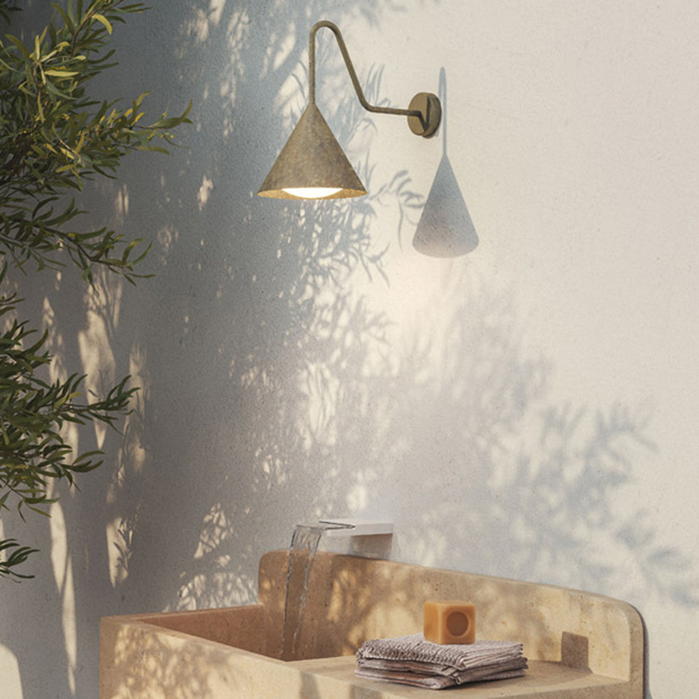 Ray Modern Minimalist Cone Metal Outdoor Waterproof Wall Lamp,Black/Gold - Neutralighting