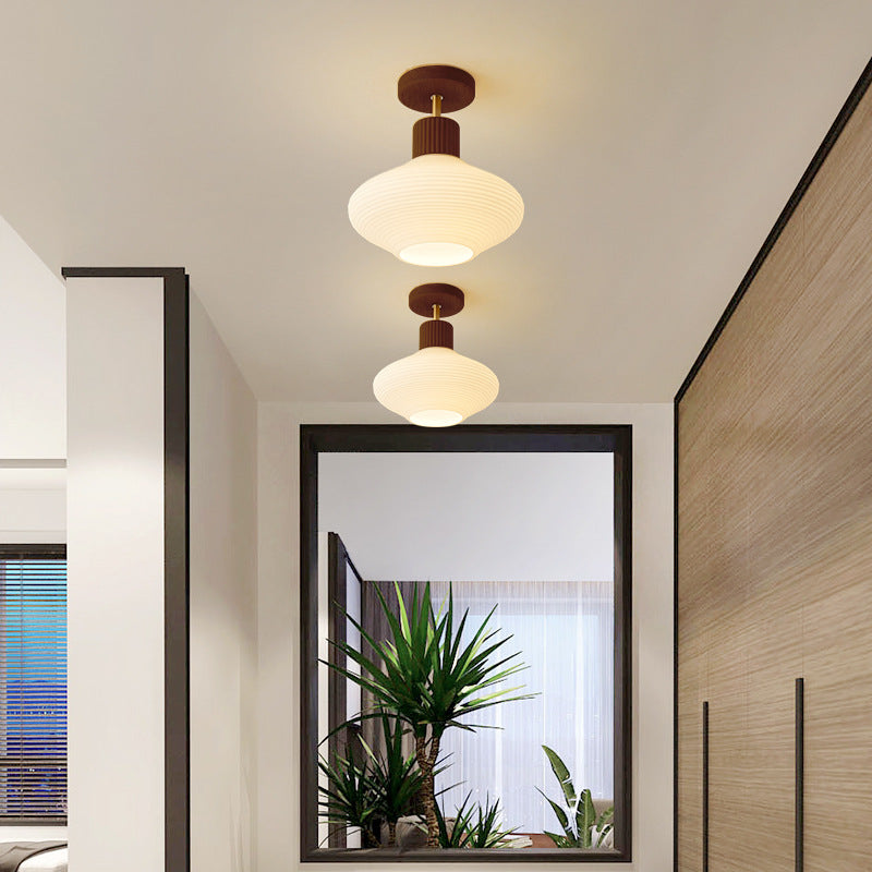 Arisha Minimalist Flush Mount Ceiling Light Wood/Walnut Hallway - Neutralighting