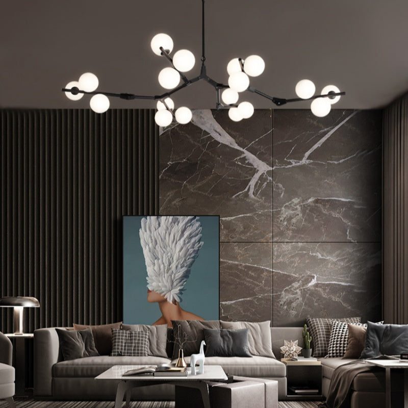 Valentina Modern LED chandelier Gold/Black Glass Living Room/Bedroom - Neutralighting