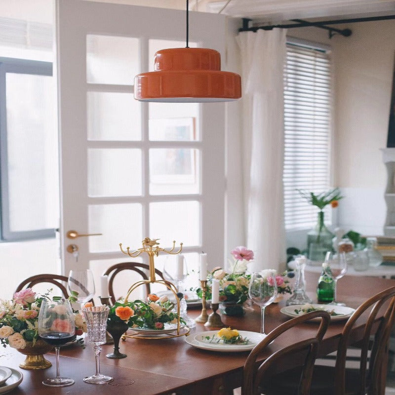 Arisha Single Head Vintage Pendant Light Orange Metal Dining Room - Neutralighting