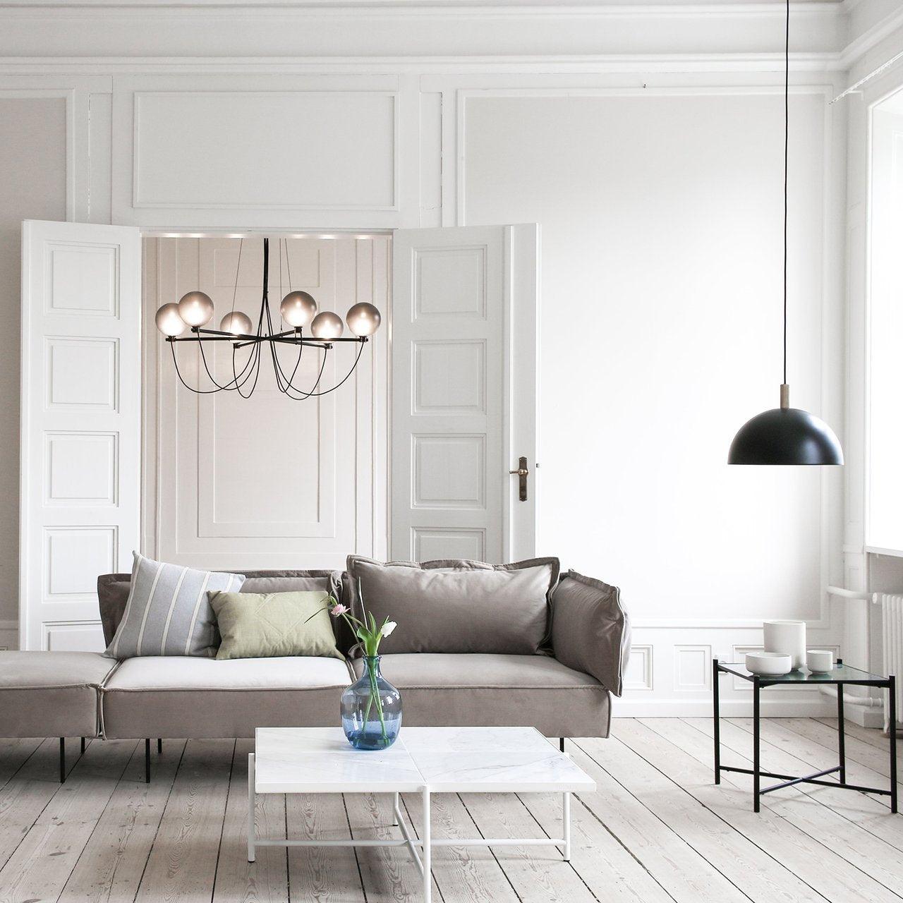 Valentina Nordic Modern Glass Ball Chandelier, Smoke Gray/Blue - Neutralighting