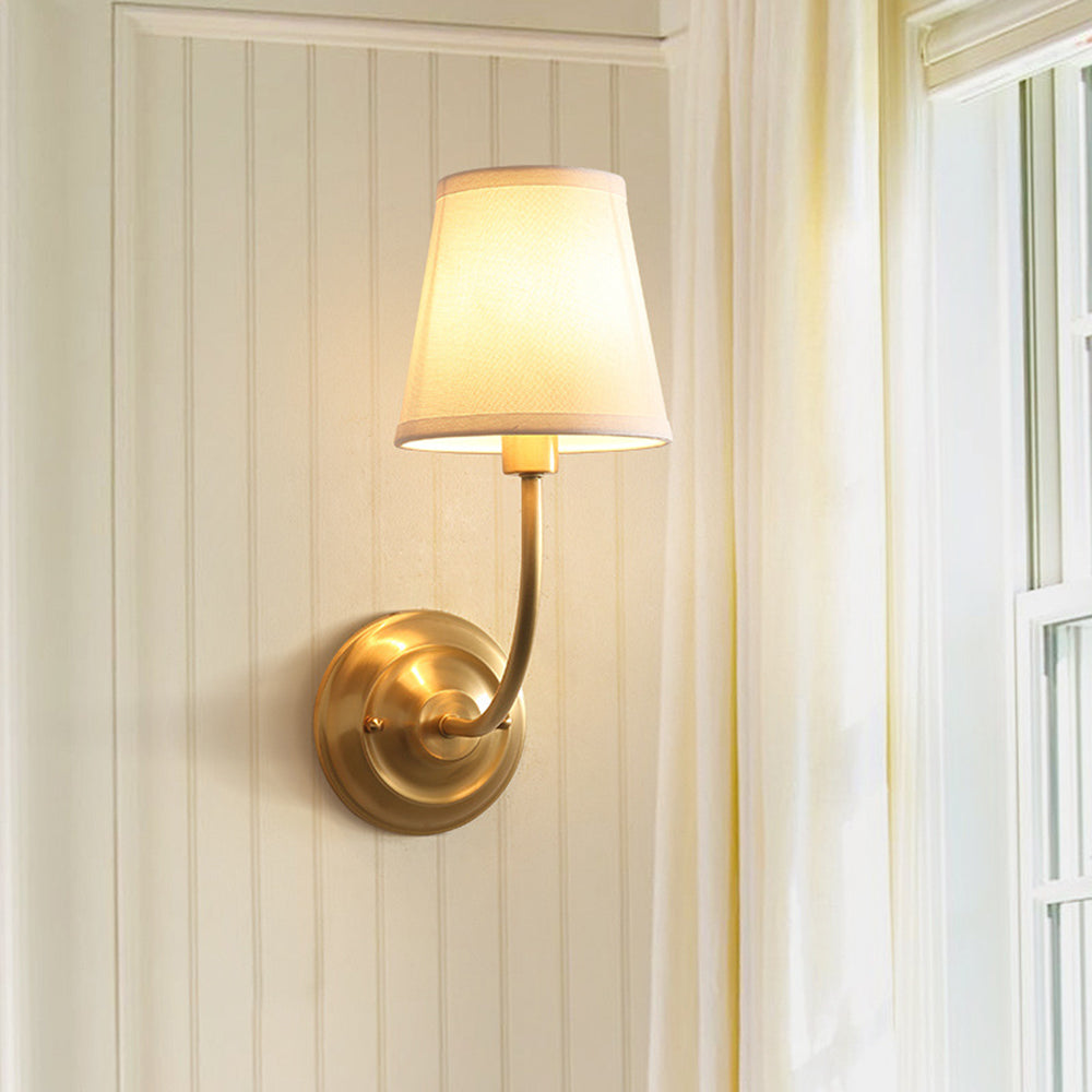 Tiffany Vintage Rustic Lantern Fabric LED Wall Lamp, Gold - Neutralighting