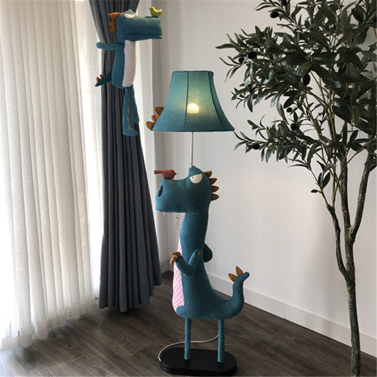 Minori Modern Dinosaur Metal/Fabric Floor Lamp - Neutralighting