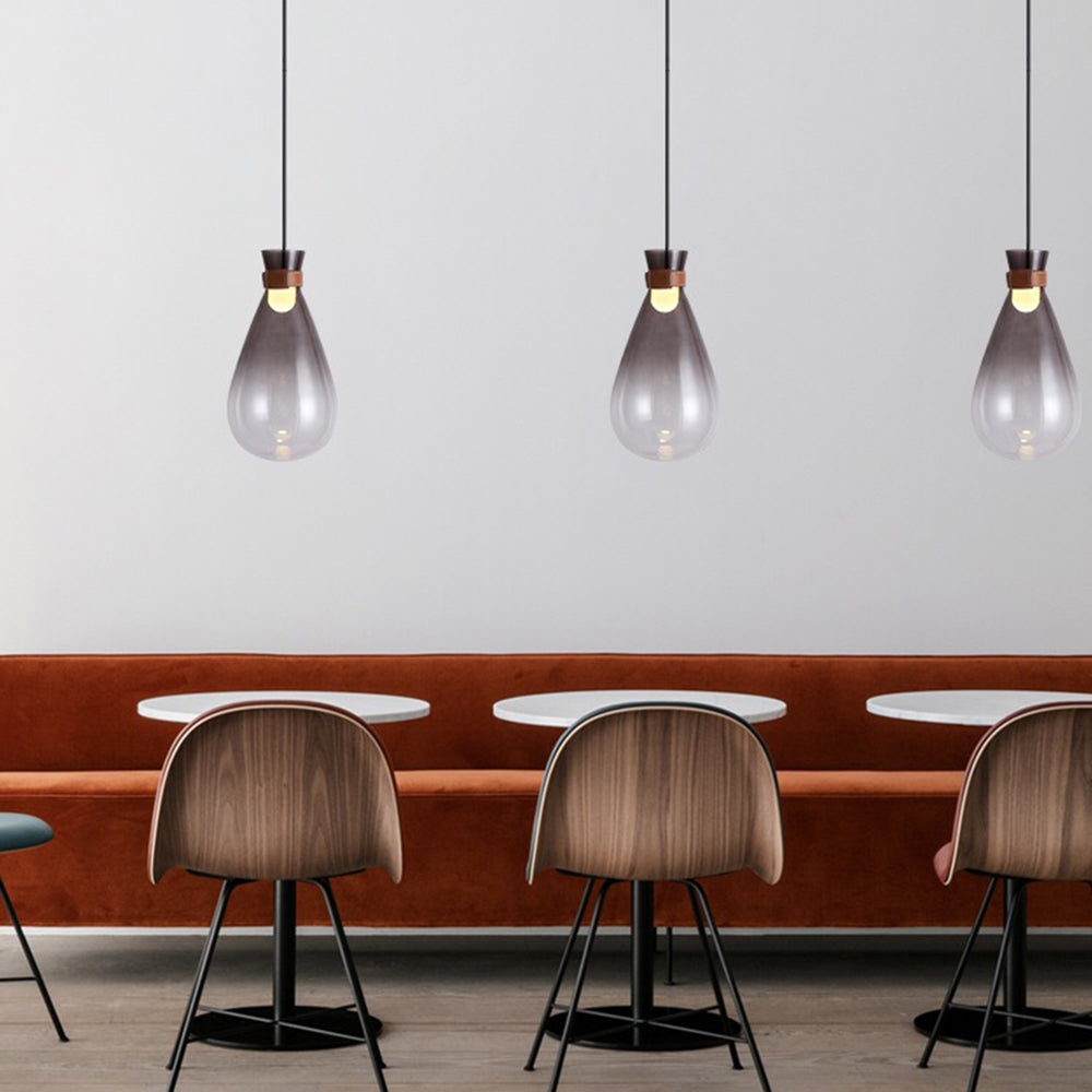 Valentina Minimalist Teardrop Shaped Glass Pendant Light, Smoke Gray/White - Neutralighting