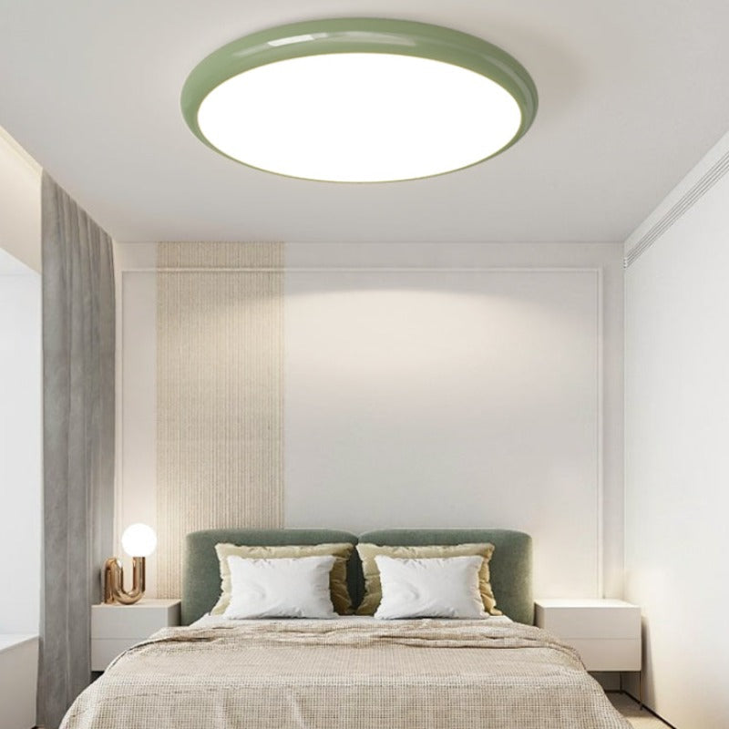 Muto Retro Circle Flush Mount Ceiling Light White Metal Bedroom - Neutralighting