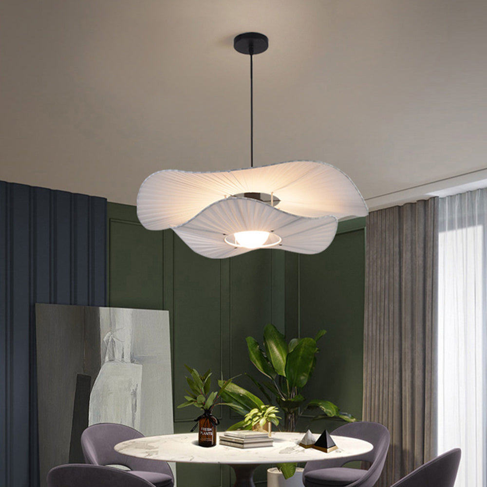 Ritta Modern Nordic Cloth/Metal Shell Pendant Light, White - Neutralighting