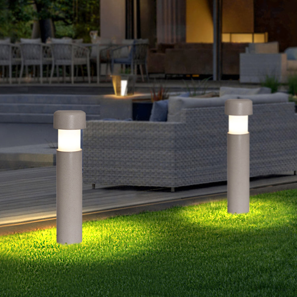 Ray Modern Metal Cylindrical Outdoor Path Light, Grey - Neutralighting