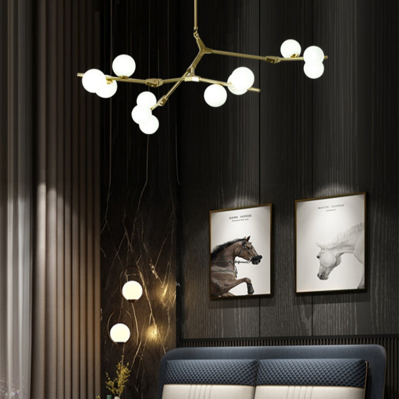Valentina Modern LED chandelier Gold/Black Glass Living Room/Bedroom - Neutralighting