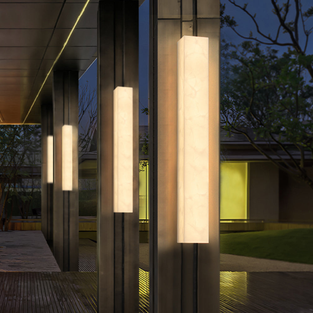 Ayen Modern Rectangular Resin Outdoor Wall Lamp, White - Neutralighting