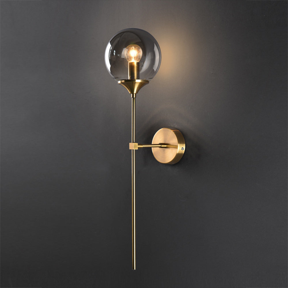 Valentina Modern Globe Metal/Glass Wall Lamp, Gray/Amber/Clear/White - Neutralighting