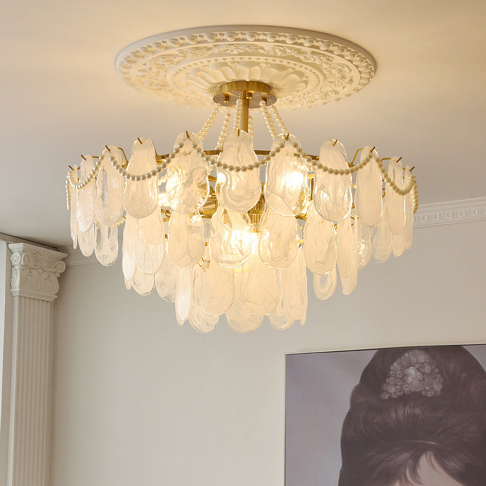 Kristy Elegant Pearl/Glass/Metal Chandelier, White