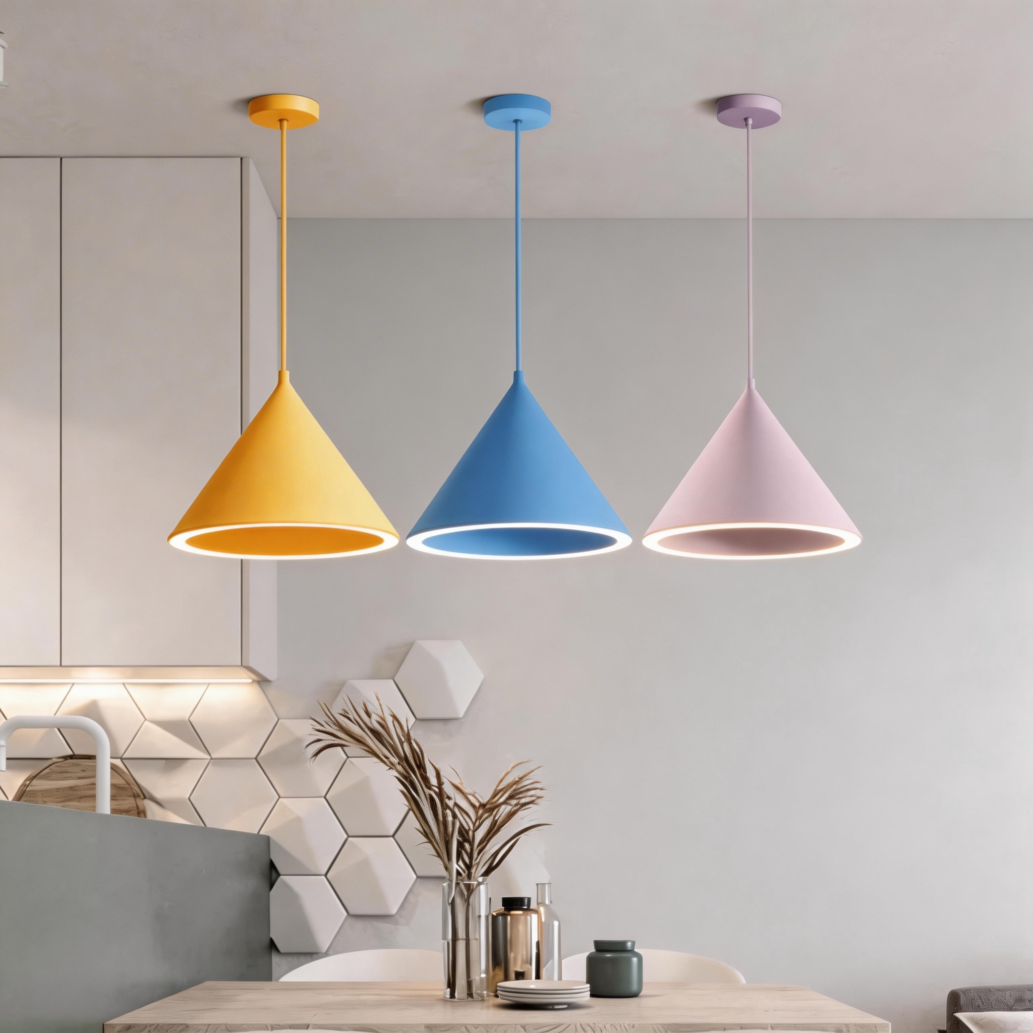 Aria Funnel-Shape Colourful LED Pendant Light