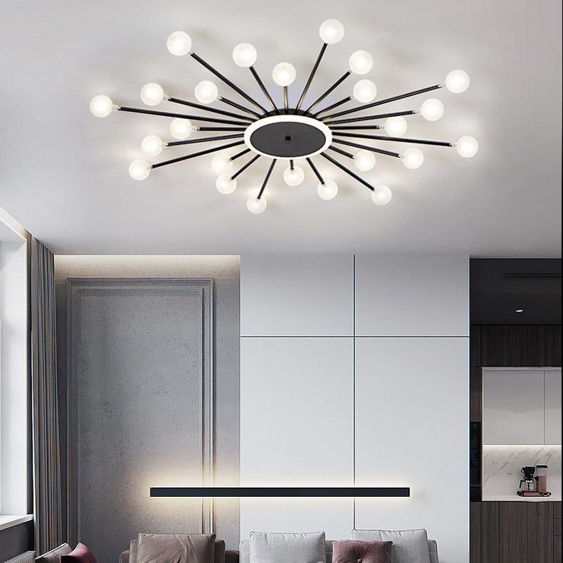 Arisha Nordic LED Flush Mount Ceiling Light Gold/Black Metal Living Room - Neutralighting