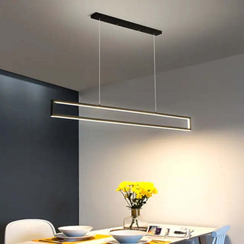 Arisha Modern Metal Vertical Rectangular Pendant Light, Black - Neutralighting