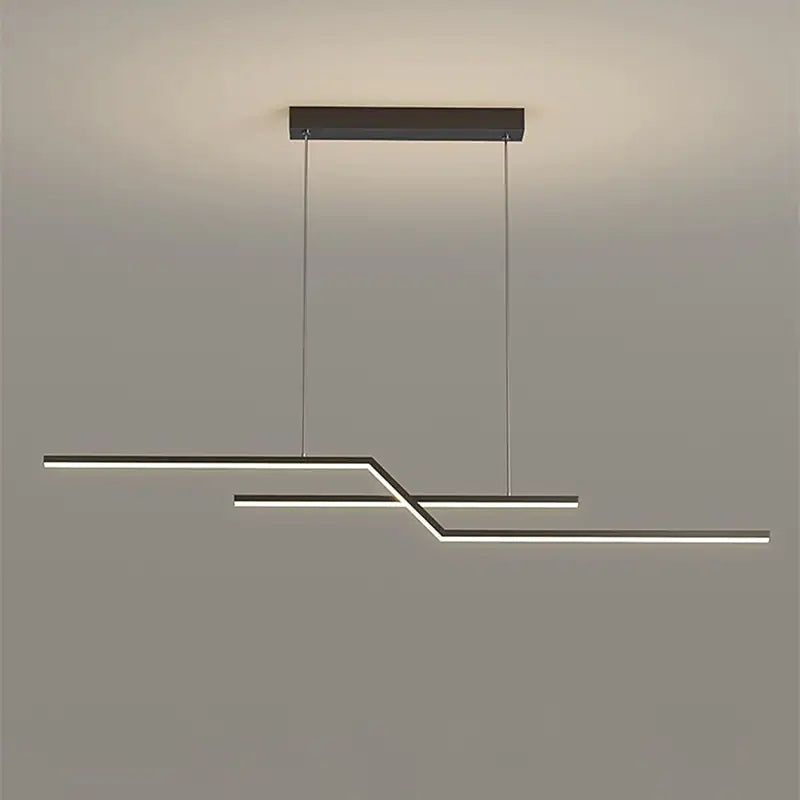 Arisha Parallel Fold Linear Pendant Light, Black/Gold, Living Room - Neutralighting