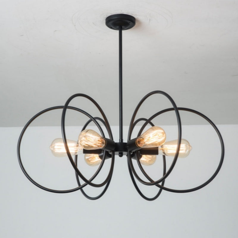 Alessio Industrial LED Chandelier Black Metal Living Room/Bedroom - Neutralighting